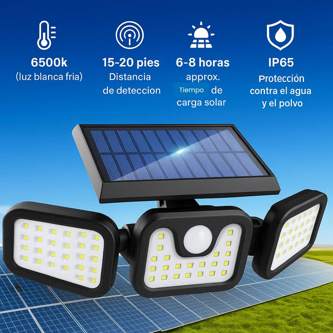 LuzNova™ | Lámpara Solar x3 con Sensor de Movimiento
