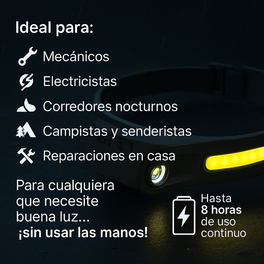 TecnoLuz™ | Linterna Frontal Con Sensor