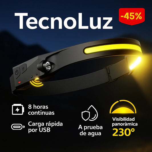 TecnoLuz™ | Linterna Frontal Con Sensor