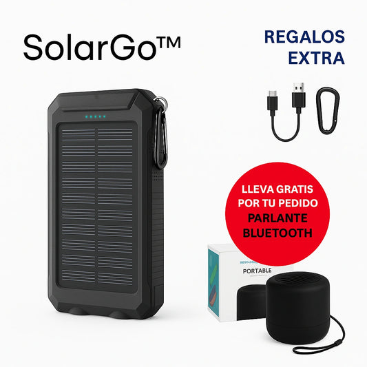 SolarGo™: Power Bank Solar + Parlante Bluetooth GRATIS 🎁