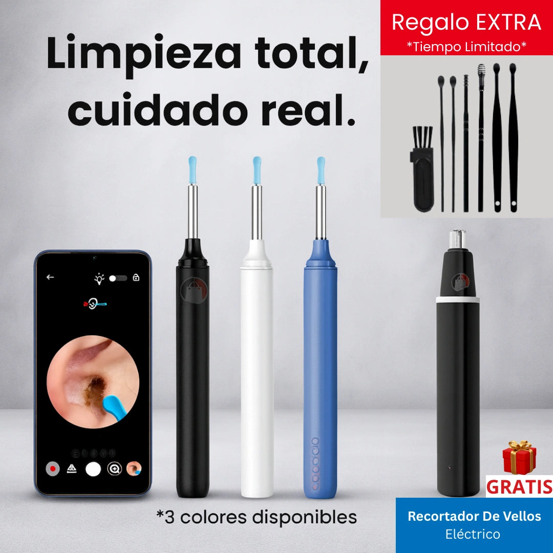 CleanEar Pro™: Limpieza Auditiva de Alta Precisión con Cámara Full HD + 2 REGALOS GRATIS🎁